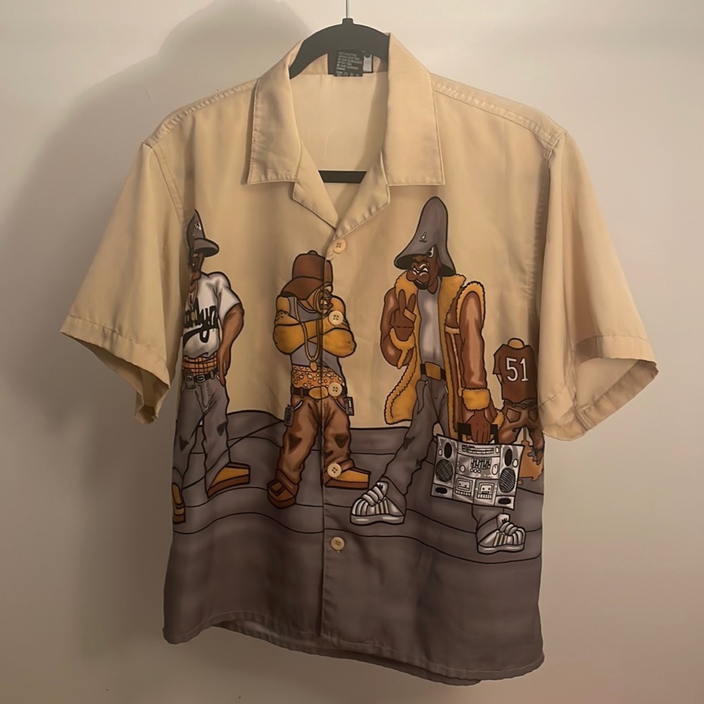 Hip hop streetwear button up shirt